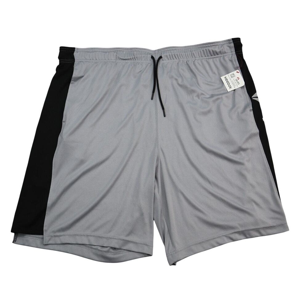 Reebok Shorts Mens 3XL Gray Black Lightweight Athletic Casual Elastic Drawstring
